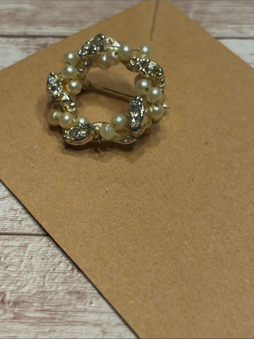 Gold Toned Wreath Brooch - Elegant Womens Jewelry